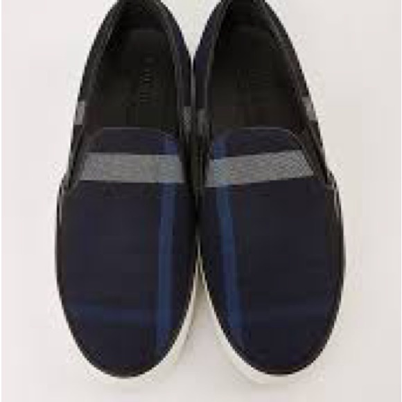 Burberry Navy And Gray Women's Slip-On Sneakers